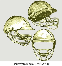 Set helmets cricket. Vector Image