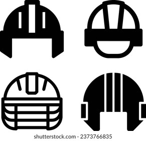 Set of Helmets icons, silhouette sport helmet on white background