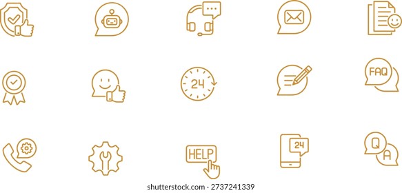 set of help and costumer services line icons , help sign symbol