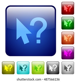 Set of help cursor color glass rounded square buttons