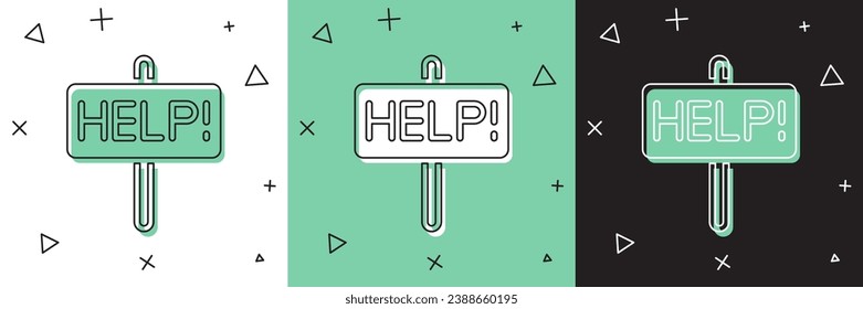Set Help icon isolated on white and green, black background.  Vector