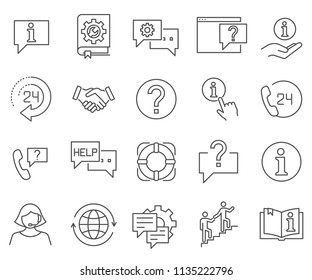 Set of help Related Vector Line Icons. Contains such Icons as operator, support, consultation and more. 