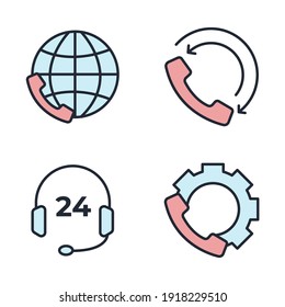 Conjunto de iconos de Ayuda y soporte técnico. Icono de Ayuda en línea. Plantilla de símbolo de Service Pack de soporte para ilustración vectorial de colección de diseño gráfico y web