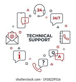 Conjunto de iconos de Ayuda y soporte técnico. Icono de Ayuda en línea. Plantilla de símbolo de Service Pack de soporte para ilustración vectorial de colección de diseño gráfico y web