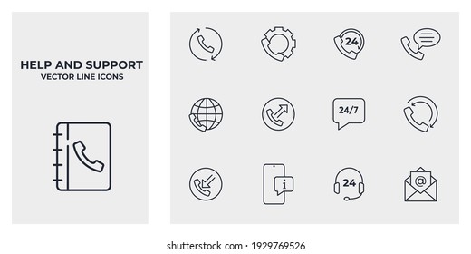 Set of Help and support icon. Online Help icon. Support service pack symbol template for graphic and web design collection logo vector illustration