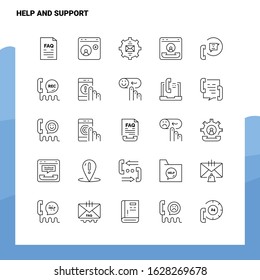 Set of Help And Support Line Icon set 25 Icons. Vector Minimalism Style Design Black Icons Set. Linear pictogram pack.