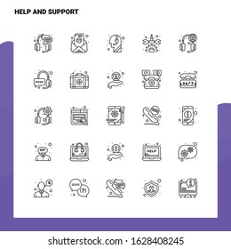 Set of Help And Support Line Icon set 25 Icons. Vector Minimalism Style Design Black Icons Set. Linear pictogram pack.