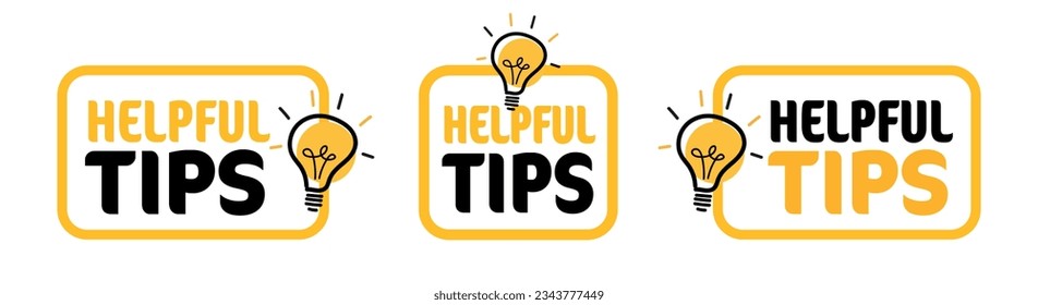 Set of Helpful tips with light bulbs