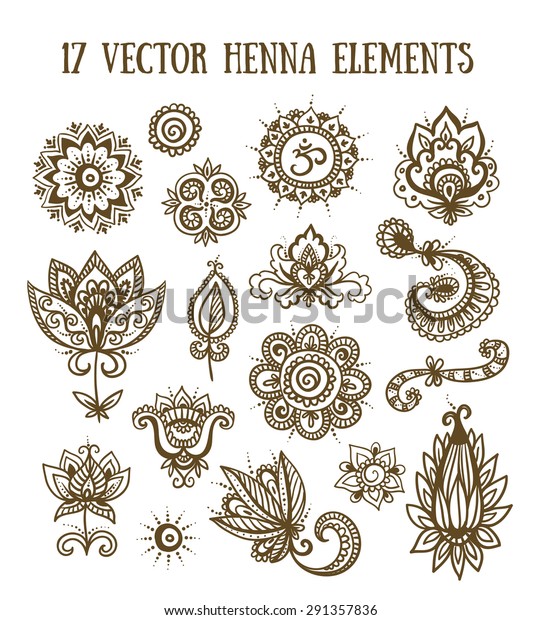 Set Henna Elements Based On Traditional Stock Vector (Royalty Free ...