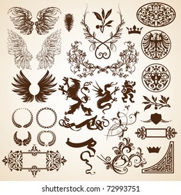 set of heraldic elements