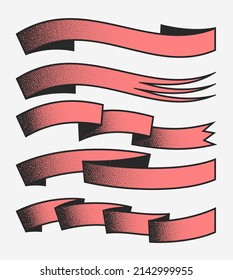 Set of heraldic flag banners fluttering in the wind. Vector illustration