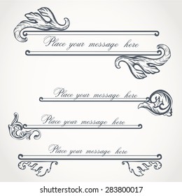 Set of heraldic flourish patterns for your vintage design. Vintage frame