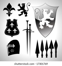 Set of heraldic items