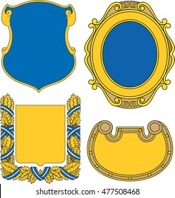 Set of heraldic shields and cartouches. Vector collection.