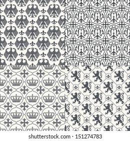 Set of heraldic vector background seamles 