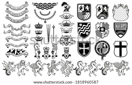 
Set of Heraldic Vector Elements. Heraldic Animals Set.