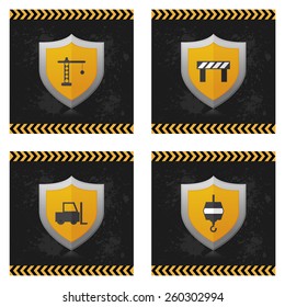 a set of heraldry shields with different icons on grunge backgrounds