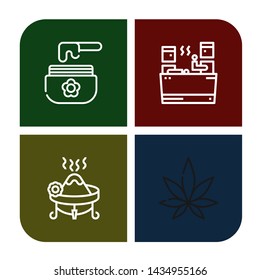 Set of herbal icons such as Wax, Sauna, Incense, Weed , herbal