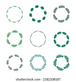 Conjunto de coronas de hierbas. Marcos o bordes. Elementos de diseño de vectores. 
