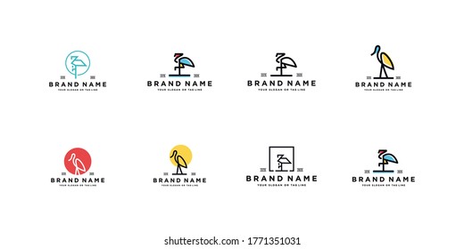 Set heron logo design vector template