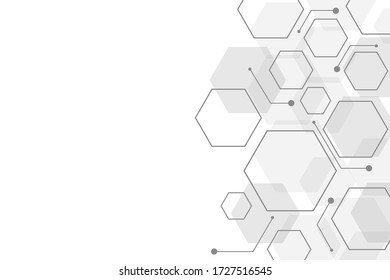 Set of hexagon cells .  structure of chemistry. Abstract background . Digital futuristic minimalism.  vector illustration