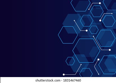 Conjunto de células hexagonales.  estructura química. Antecedentes abstractos. El minimalismo futurista digital.  ilustración vectorial