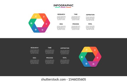 set hexagon color Infographic stack chart design with icons and options or steps. Infographics for business concept. Can be used for presentations banner, workflow layout, process diagram, flow chart 