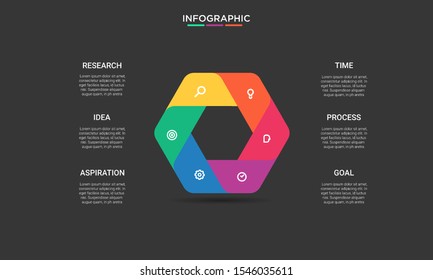 set hexagon color Infographic stack chart design with icons and options or steps. Infographics for business concept. Can be used for presentations banner, workflow layout, process diagram, flow chart 