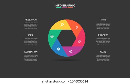 set hexagon color Infographic stack chart design with icons and options or steps. Infographics for business concept. Can be used for presentations banner, workflow layout, process diagram, flow chart 