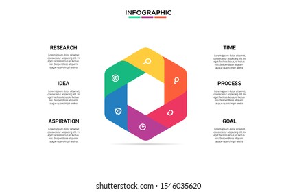 set hexagon color Infographic stack chart design with icons and options or steps. Infographics for business concept. Can be used for presentations banner, workflow layout, process diagram, flow chart 