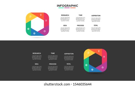 set hexagon color Infographic stack chart design with icons and options or steps. Infographics for business concept. Can be used for presentations banner, workflow layout, process diagram, flow chart 