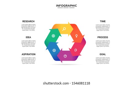 set hexagon color Infographic stack chart design with icons and options or steps. Infographics for business concept. Can be used for presentations banner, workflow layout, process diagram, flow chart 