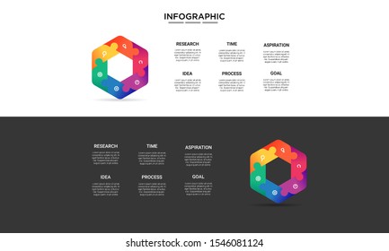 set hexagon color Infographic stack chart design with icons and options or steps. Infographics for business concept. Can be used for presentations banner, workflow layout, process diagram, flow chart 