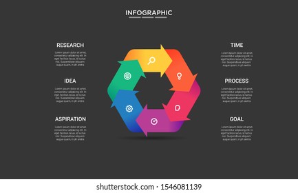 set hexagon color Infographic stack chart design with icons and options or steps. Infographics for business concept. Can be used for presentations banner, workflow layout, process diagram, flow chart 