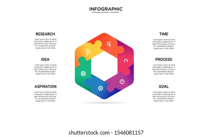 set hexagon color Infographic stack chart design with icons and options or steps. Infographics for business concept. Can be used for presentations banner, workflow layout, process diagram, flow chart 