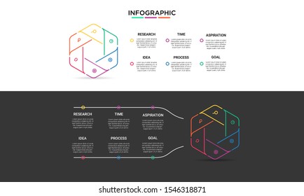 set hexagon color Infographic stack chart design with icons and options or steps. Infographics for business concept. Can be used for presentations banner, workflow layout, process diagram, flow chart 