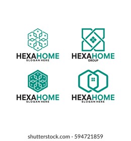 set of hexagon home logo vector illustration