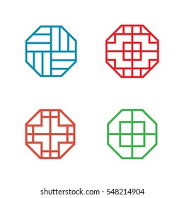 Set of Hexagon Korean pattern window frame