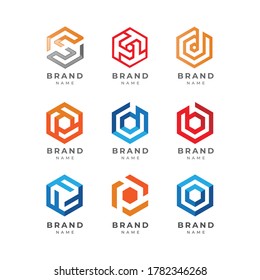 Zeichensatz aus Hexagon-Buchstaben-Logo-Design, Vektorgrafik