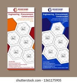 Set Hexagon Roll Up Business Banner Design Vertical Template Vector, Cover Presentation Abstract Geometric Background, Modern Publication Display And Flag-banner, Layout In Rectangle. Photo Collage