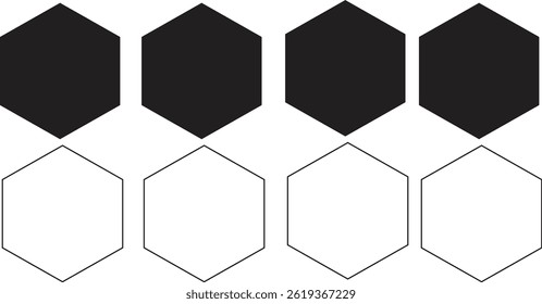 Set of Hexagon Shapes in Modern Geometric Style