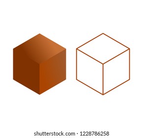 Set of hexagonal boxes 3D geometric figure  brown Illustration on white background.abstract,art,background,black,blank,block,blue,box,business,clean,concept,cool,cube,decoration,design,element,fros