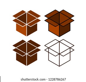 Set of hexagonal boxes 3D geometric figure  brown Illustration on white background.Box icon set.Simple Set of Abstract Product Related Vector Line Icons. 3D hexagonal shape 