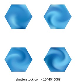 Set of hexagonal chromatic backgrounds. Popular style of 90th, 80th. Trendy soft color illustration. Blue effective modern screen design for brochure, calendar, cards or invitation.