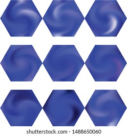 Set of hexagonal chromatic backgrounds. Trendy soft color concept. Cool style of 90th, 80th. Blue effective modern screen design for brochure, calendar, cards or invitation.
