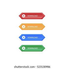 Set of Hexagonal Download Button