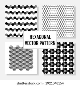 Set Of Hexagonal Geometric Or Honey Comb Pattern With White Background. Perfect for textile and fabric print, Carpet, wallpaper, greeting card, branding packaging, poster. Its vector illustration