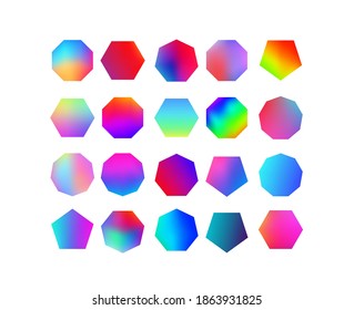 Set of hexagonal gradients with modern. Trendy soft color. Colorful fluid covers for brochure, calendar, invitation. Template with hexagon gradient vector illustration for screens and mobile app.