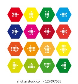 Set of hexagonal icons with arrows
