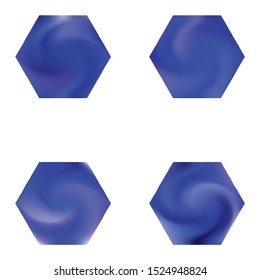 Set of hexagonal modern backgrounds. Futuristic style of 90th, 80th. Trendy soft color shape. Blue fluid colorful gradient shapes for your mobile app and screens.